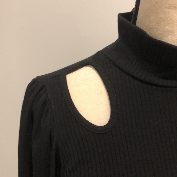 Milan kiss black front slit midi dress long sleeve womens M keyhole neck bodycon - Picture 4 of 10